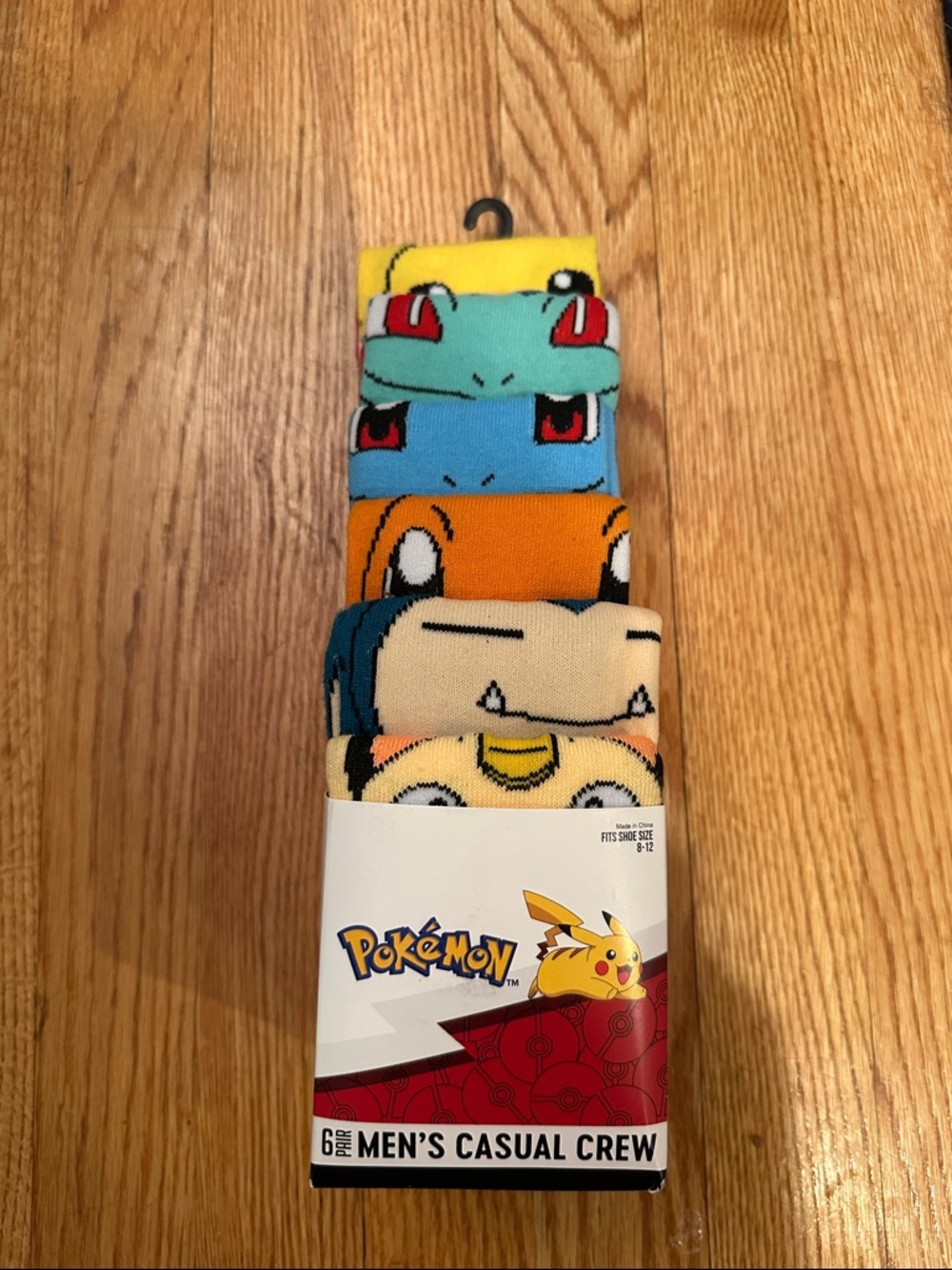 Pokemon Men's Crew Socks 6-Pack - Yellow, Light Blue, Orange, Cream, Blue